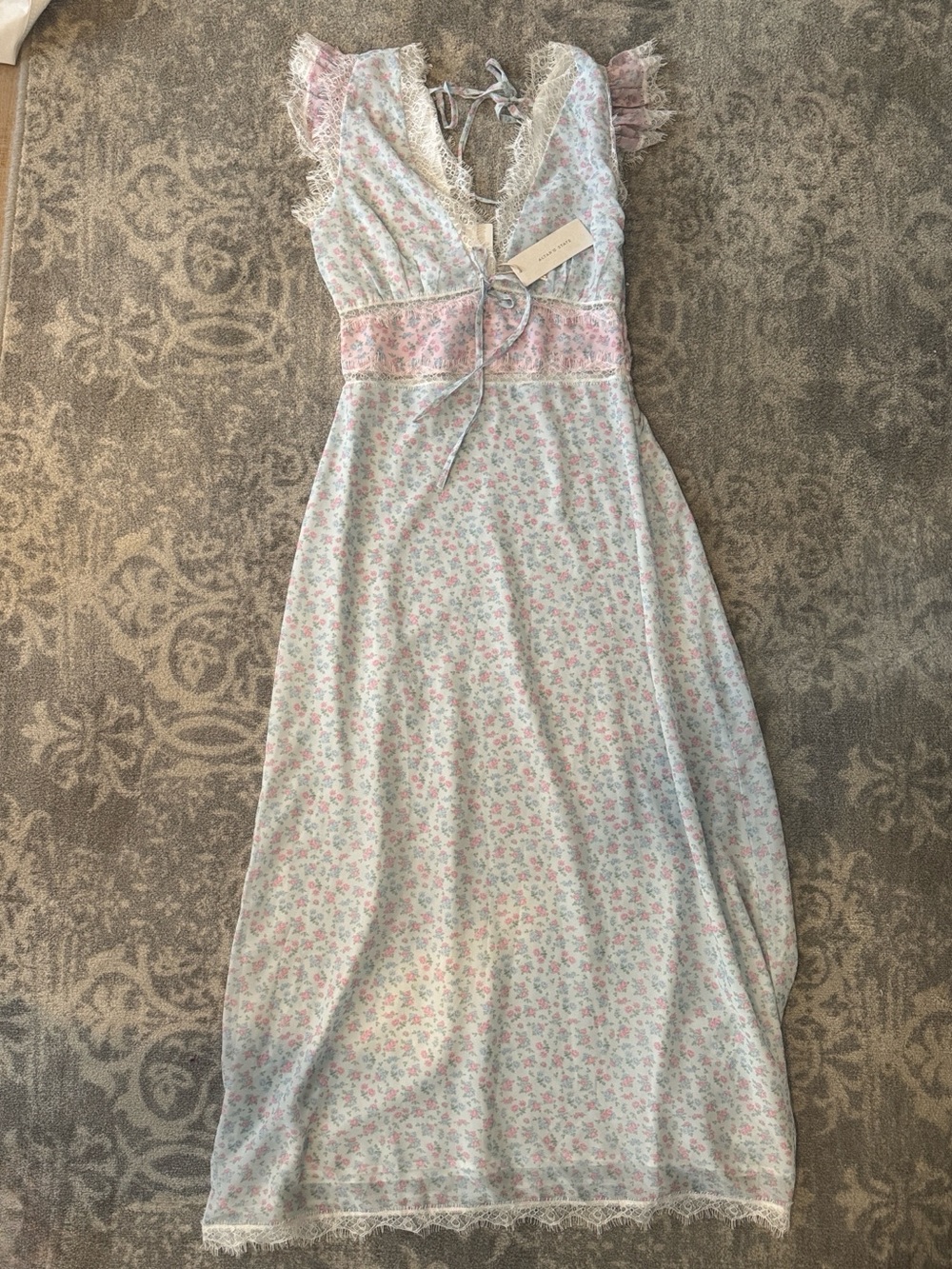 NWT Altar'd State Pastel Blue & Pink Floral Slip Dress